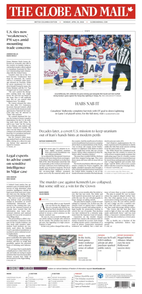 Cover of The Globe and Mail (BC Edition)