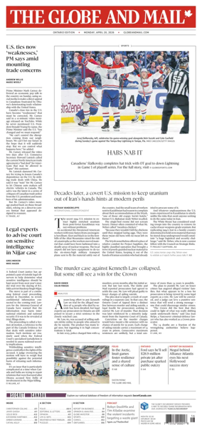Cover of The Globe and Mail (Ontario Edition)