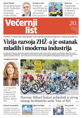 Cover of Vecernji list BiH
