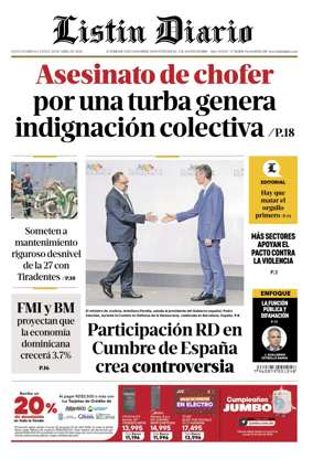 Cover of Listin Diario