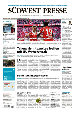 Cover of Sudwest Presse - Metzinger Uracher Volksblatt - Der Ermstalbote