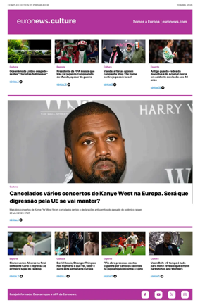 Cover of Euronews Culture and Sport (Portuguese)