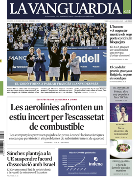 Cover of La Vanguardia (Catalonia - 1st edition)