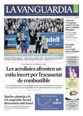Cover of La Vanguardia (Catala)