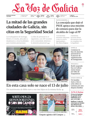 Cover of La Voz de Galicia (Santiago)