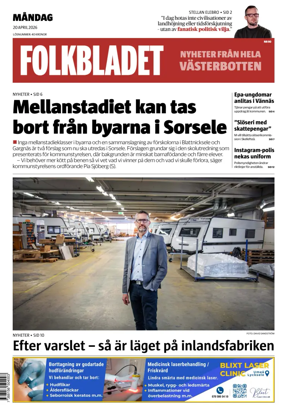 Cover of Folkbladet Vasterbotten