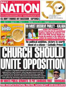 Cover of Daily Nation Newspaper