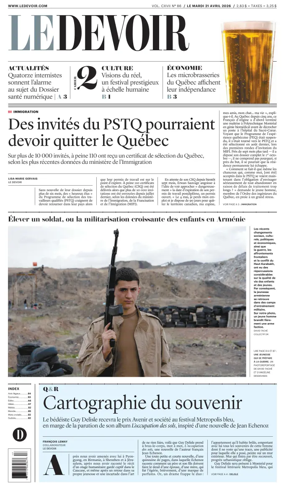 Cover of Le Devoir