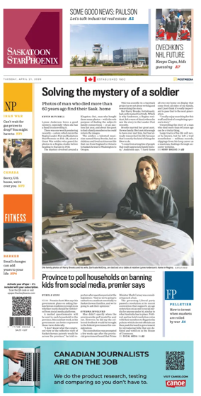 Cover of Saskatoon StarPhoenix