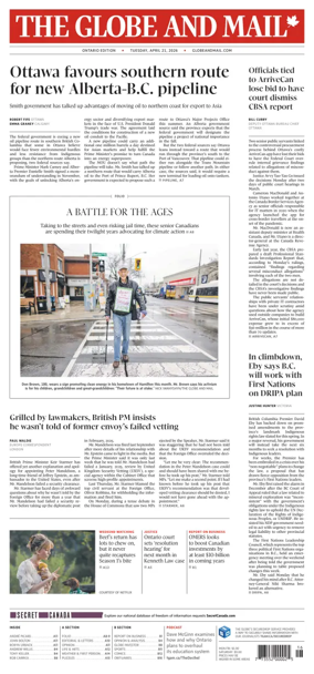 Cover of The Globe and Mail (Ontario Edition)