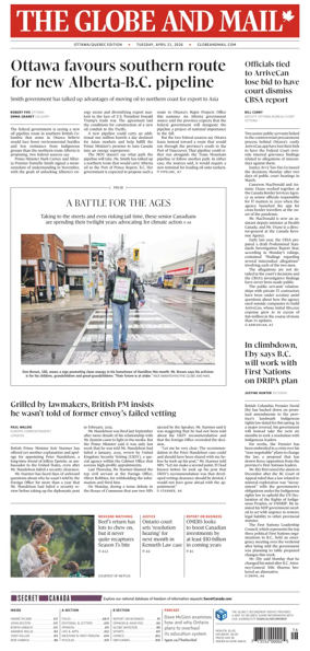 Cover of The Globe and Mail (Ottawa/Quebec Edition)