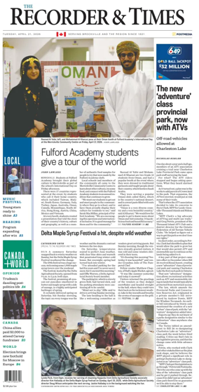 Cover of The Recorder & Times (Brockville)