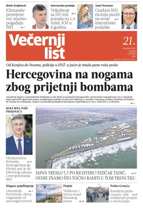 Cover of Vecernji list BiH