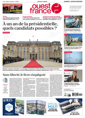 Cover of Ouest-France (Quimper Centre-Finistere)