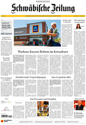 Cover of Schwabische Zeitung (Riedlingen)