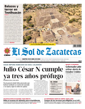Cover of El Sol de Zacatecas