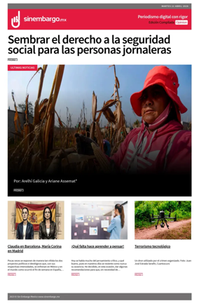 Cover of Sin Embargo Opinion