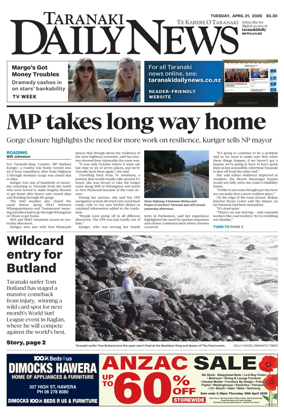 Cover of Taranaki Daily News