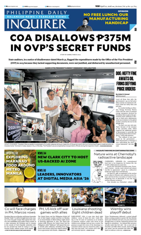Cover of Philippine Daily Inquirer