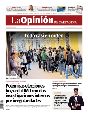 Cover of La Opinion de Murcia (Cartagena)