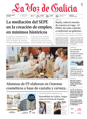 Cover of La Voz de Galicia (Ourense)