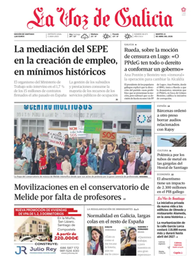 Cover of La Voz de Galicia (Santiago)