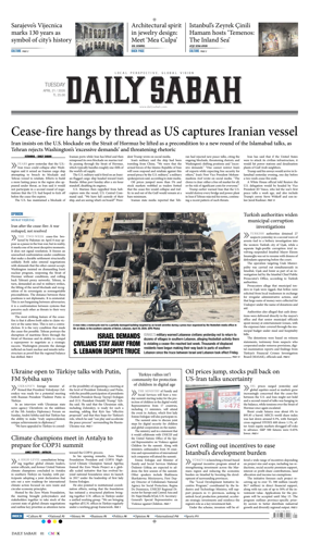 Cover of Daily Sabah (Turkey)