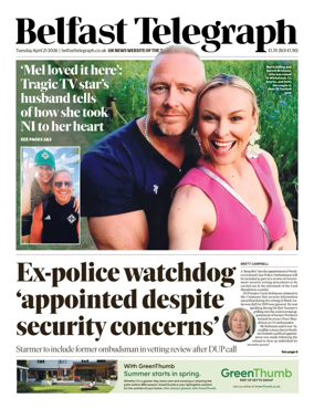 Cover of Belfast Telegraph