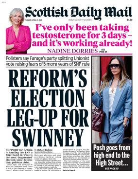 Cover of Scottish Daily Mail