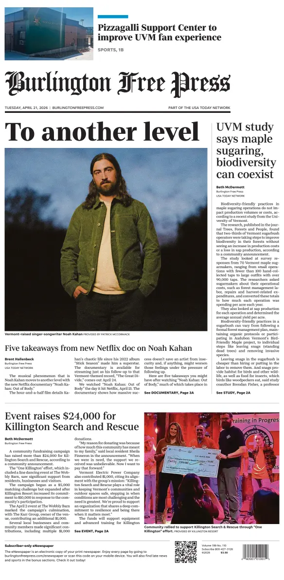 Cover of Burlington Free Press