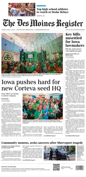 Cover of The Des Moines Register