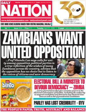Cover of Daily Nation Newspaper
