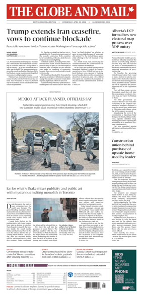 Cover of The Globe and Mail (BC Edition)
