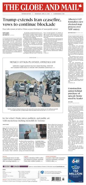 Cover of The Globe and Mail (Ontario Edition)