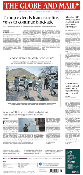 Cover of The Globe and Mail (Ottawa/Quebec Edition)
