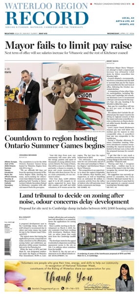 Cover of Waterloo Region Record