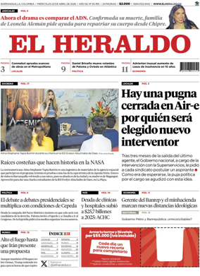 Cover of El Heraldo (Colombia)