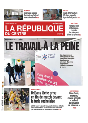 Cover of La Republique du Centre (Orleans - Loiret))