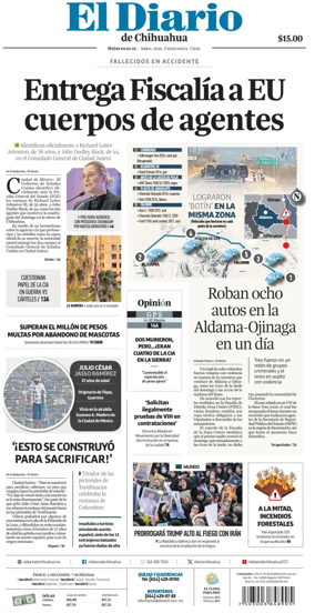 Cover of El Diario de Chihuahua