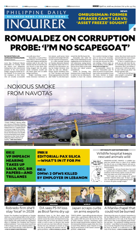 Cover of Philippine Daily Inquirer