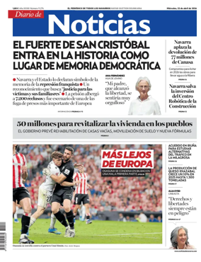 Cover of Diario de Noticias (Spain)