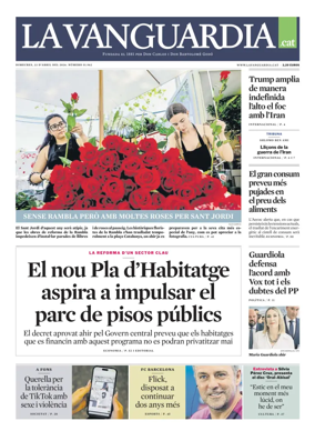 Cover of La Vanguardia (Catala)
