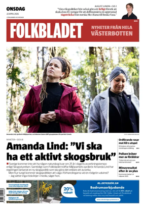 Cover of Folkbladet Vasterbotten