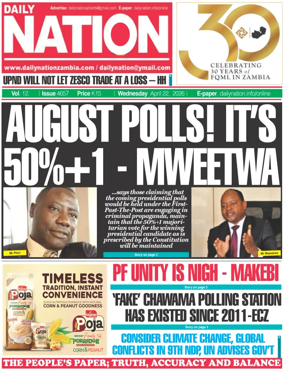Cover of Daily Nation Newspaper