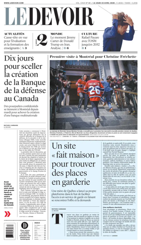Cover of Le Devoir