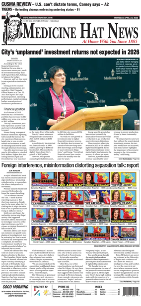 Cover of Medicine Hat News
