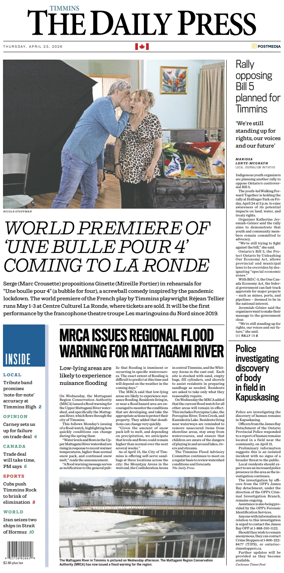 Cover of The Daily Press (Timmins)