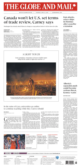 Cover of The Globe and Mail (BC Edition)