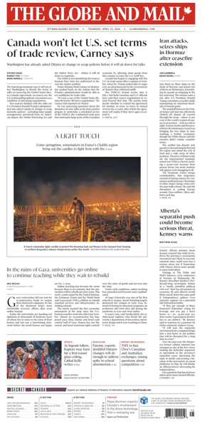 Cover of The Globe and Mail (Ottawa/Quebec Edition)