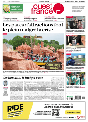 Cover of Ouest France (Nantes / Sud-Loire / Vignoble)